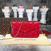 Louis Vuitton M61293 Pochette Felicie Monogram Vernis Leather Cerise