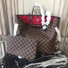 Louis Vuitton N41358 Neverfull MM Damier Ebene Canvas Red