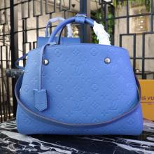 Louis Vuitton M44313 Montaigne MM Monogram Empreinte Leather Bleu Jean