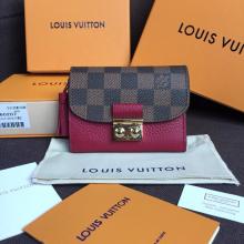 Louis Vuitton N60216 Croisette Compact Wallet Damier Ebene Canvas Lie De Vin LV0700