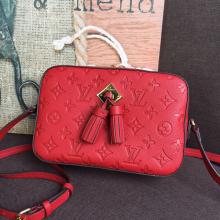 Replica Louis Vuitton M44606 Saintonge Monogram Empreinte Leather Handbag Scarlet