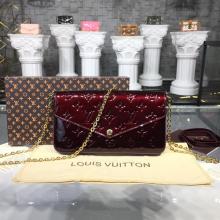 Louis Vuitton M61267 Pochette Felicie Monogram Vernis Leather Amarante Replica