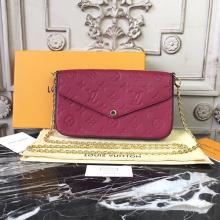 Louis Vuitton M64064 Luxury Monogram Leather Pochette Felicie Bag Burgundy