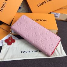 Replica Louis Vuitton M64161 Clemence Wallet Monogram Empreinte Leather Rose Poudre