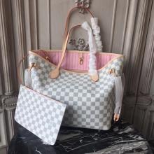 Louis Vuitton N41605 Neverfull MM Damier Azur Canvas Rose Ballerine