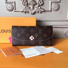 Replica Louis Vuitton M64202 Monogram Canvas Emilie Wallet Rose Ballerine