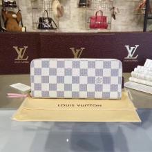 AAA Louis Vuitton N61264 Clemence Wallet Damier Azur Canvas Rose Ballerine