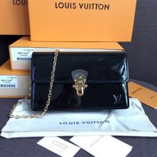 Louis Vuitton M63305 Cherrywood Chain Wallet Patent Leather Black