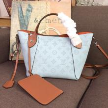 Louis Vuitton M52975 Hina PM Mahina Leather BLEU HORIZON PUMPKIN