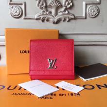 Replica Louis Vuitton M64308 LockMe II Compact Wallet Taurillon Leather Rubis